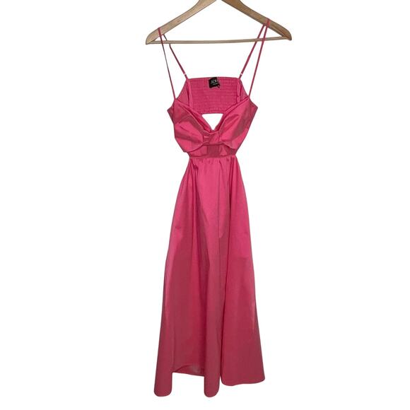 J. Crew Collection Women Bow Front Cutout Midi Dress Pink Stretch Taffeta Coquet - Picture 4 of 14